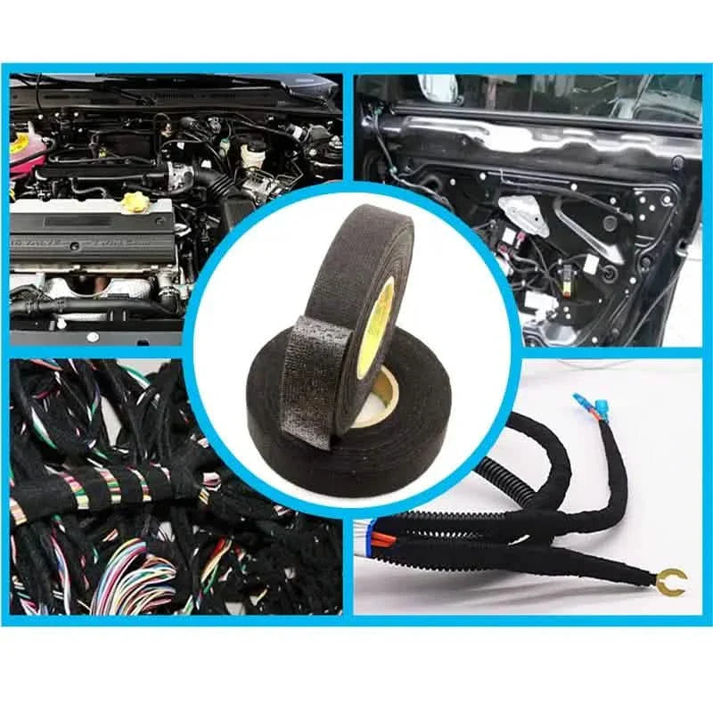 5-Meter Heat-Resistant Electrical Tape – Black Polyester for Car & Cable Management