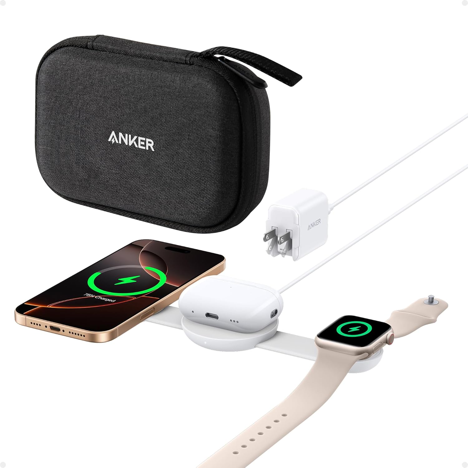Anker MagGo Wireless Charging Station (3-in-1, Foldable Pad)