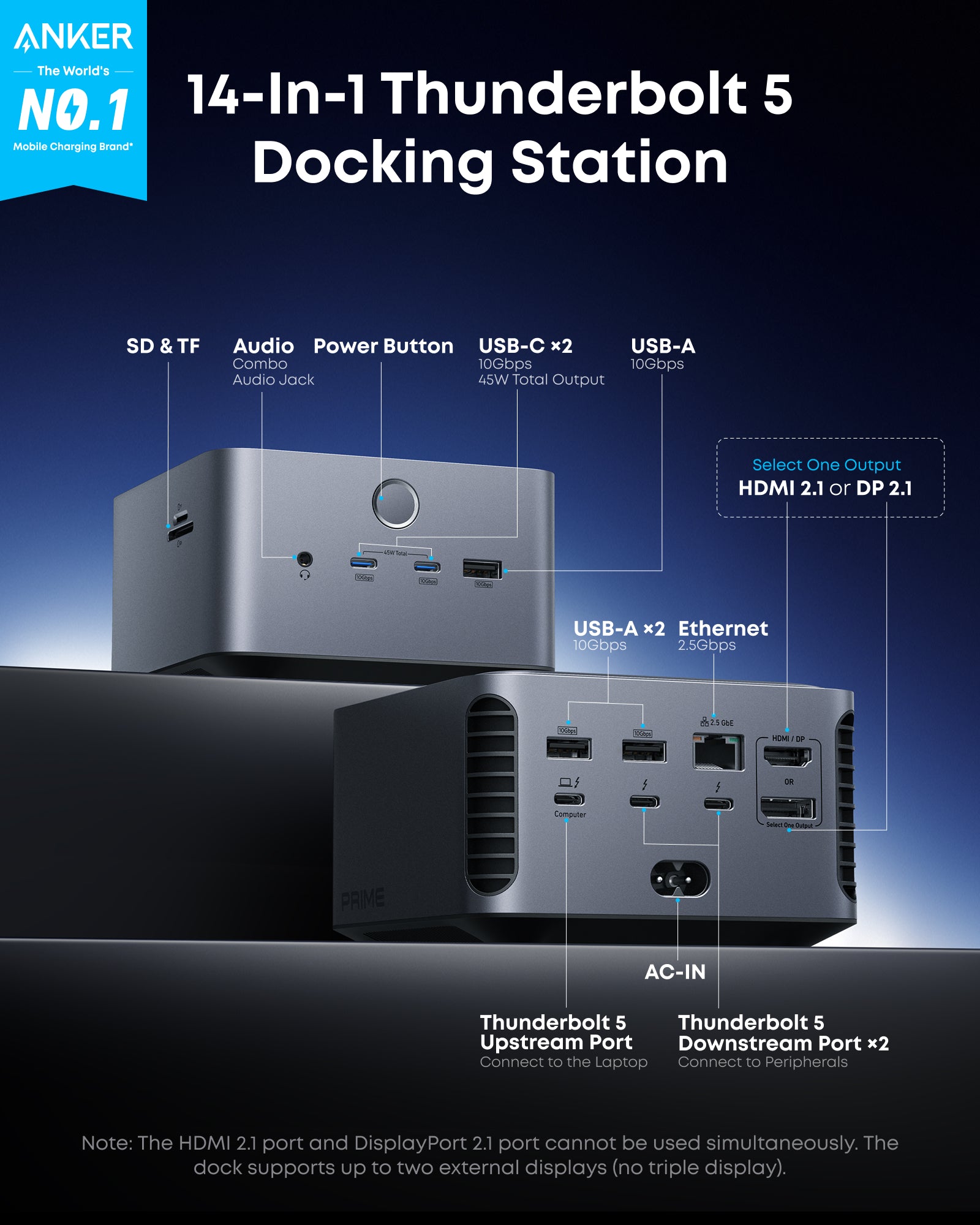 Anker Prime TB5 Docking Station (14-in-1, 8K, Thunderbolt 5 )