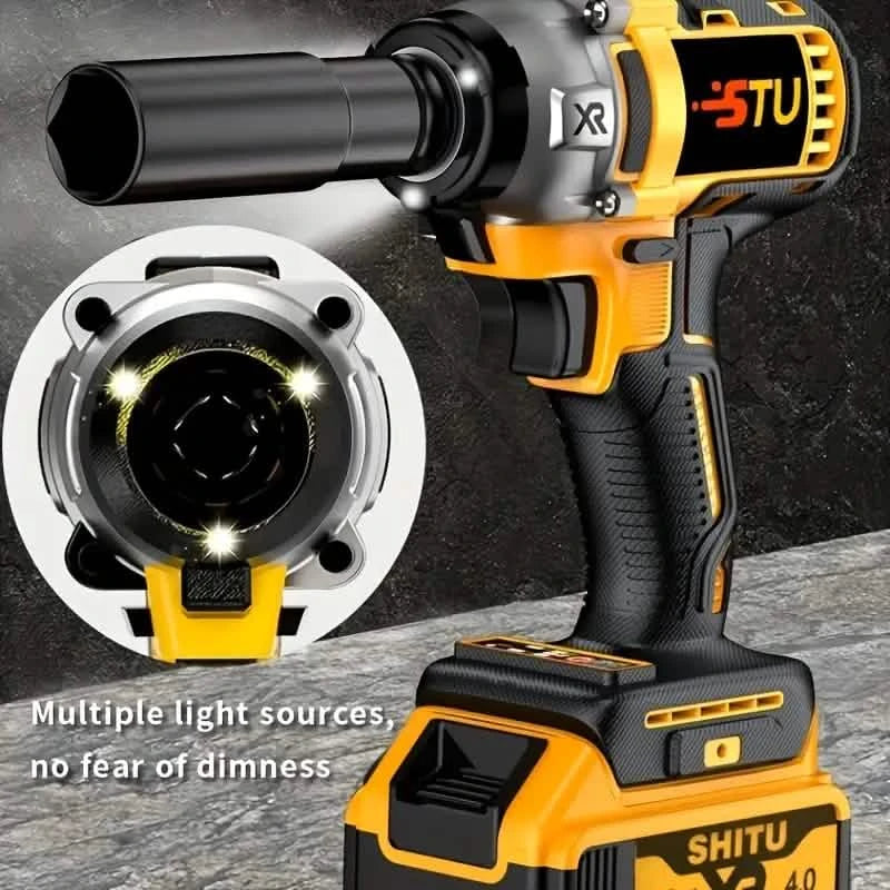 21V Cordless Brushless Impact Wrench Drill Kit – Lithium Drill + Battery x1, 4000mAh Battery, Toolbox & Accessories